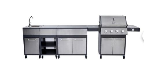 Gasbarbecue met buitenkeuken en kraan, Tuin en Terras, Buitenkeukens, Zo goed als nieuw, Gas, Vrijstaand, Ophalen