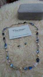 Collier + boucles d'oreilles Chartage, Bijoux, Sacs & Beauté, Comme neuf, Avec cristal, Autres matériaux, Argent