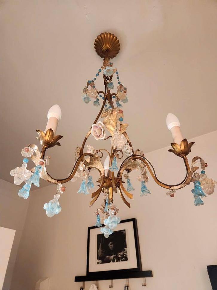 kroonluchter, Huis en Inrichting, Lampen | Kroonluchters, Gebruikt, Glas, Metaal, Ophalen