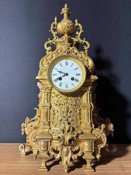 (64) Antieke Franse Regency Stijl Bronzen Pendule ca.1890, Antiek en Kunst, Antiek | Klokken, Ophalen of Verzenden