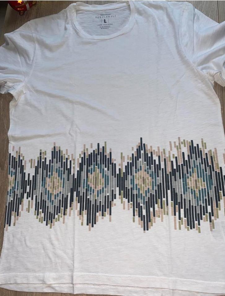 🔥 Wit T-shit met speciale print - maat L- Clockhouse, Vêtements | Hommes, T-shirts, Comme neuf, Taille 52/54 (L), Blanc, Enlèvement ou Envoi