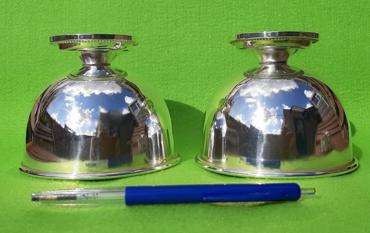 2 Dessert schaaltjes - Parelrand. Samen 8 euro – Verzilverd, Antiek en Kunst, Antiek | Zilver en Goud, Zilver, Ophalen of Verzenden