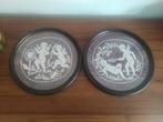 2 ronde kaders met engels in kant, Antiek en Kunst, Antiek | Woonaccessoires, Ophalen of Verzenden