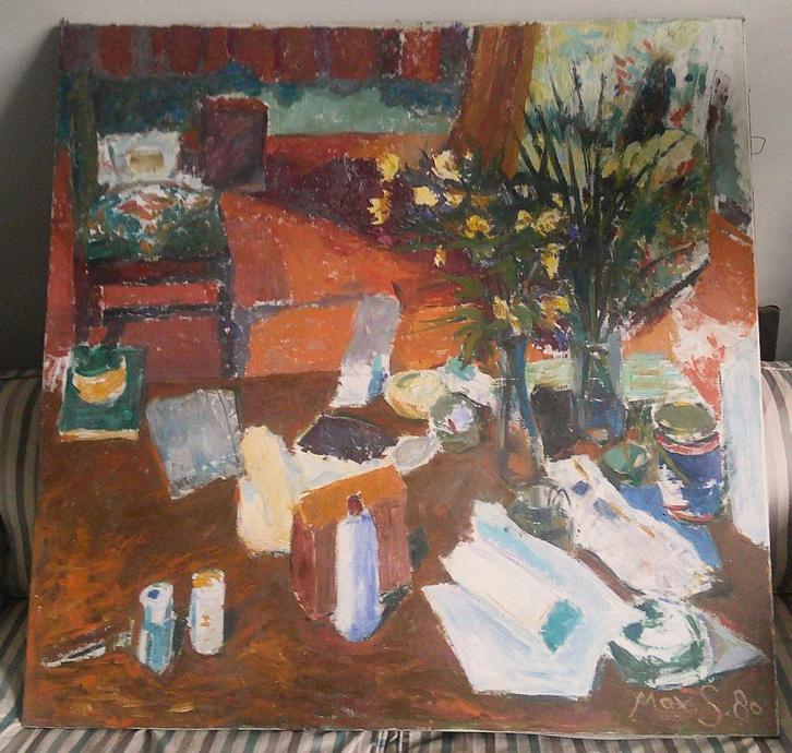 GROOT - Stilleven 1980 - Max Stokvis geb.1953, Antiek en Kunst, Kunst | Schilderijen | Klassiek, Ophalen