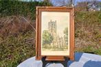 gravure colorée saint omer signé barday avec cadre bois scul, Antiek en Kunst, Kunst | Etsen en Gravures, Ophalen of Verzenden