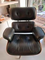 Lounge chair XL replica walnoot zwart leder, Ophalen, Gebruikt, Eenpersoons, Hout