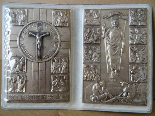 Antiek icoon zilveren icoon icoontje kruiswegstaties 1930, Antiek en Kunst, Antiek | Religieuze voorwerpen, Ophalen of Verzenden