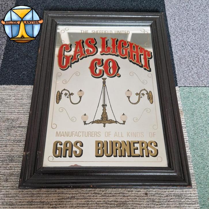 Vintage Art Nouveau reclame spiegel (United Gas Light co), Verzamelen, Merken en Reclamevoorwerpen, Zo goed als nieuw, Gebruiksvoorwerp