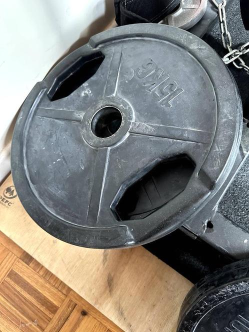 RUBBEREN OLYMPISCHE GRIP HALTERSCHIJVEN, Sport en Fitness, Fitnessmaterialen, Halterschijven, Ophalen