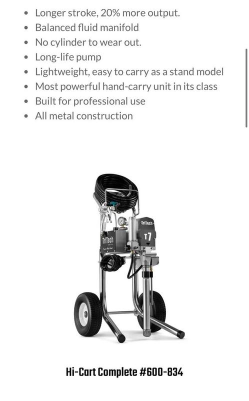 Tritech T7 airless, verf spuitmachine, Doe-het-zelf en Bouw, Schildersmaterialen, Zo goed als nieuw, Verfspuit of Verfpomp, Ophalen