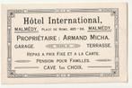 Malmédy Hôtel International Place de Rome Armand MICHA, Envoi, Non affranchie, Liège