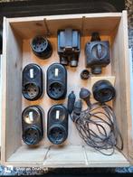 Oude bakelieten schakelaars en stopkontakten, Doe-het-zelf en Bouw, Elektriciteit en Kabels, Ophalen, Gebruikt, Schakelaar