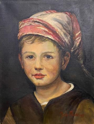 Belle peinture décorative d'une jeune fille disponible aux enchères