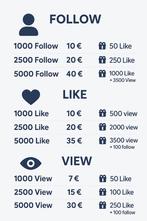 Follow/Like/View  Instagram/Tik Tok/ Faceboek/ Telegram, Ophalen of Verzenden