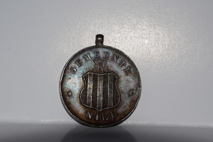 Zilveren medaille gemeente Niel - Prijskamp trapwielen 1891, Postzegels en Munten, Penningen en Medailles, Zilver, Ophalen of Verzenden
