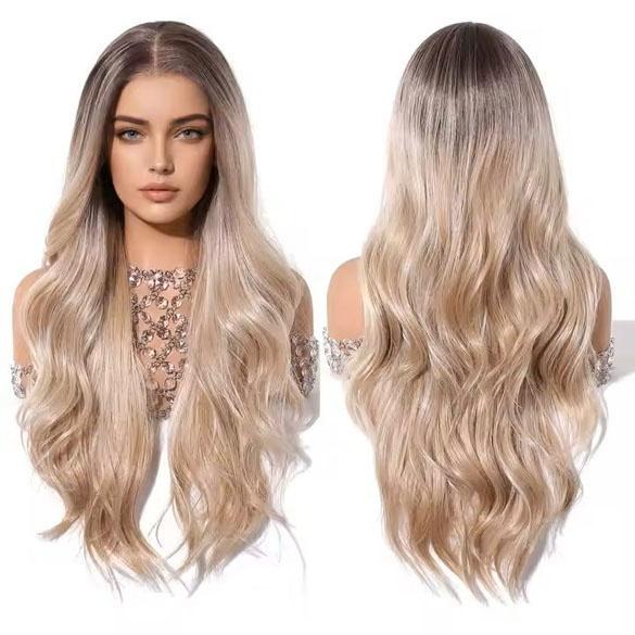 Mono top swiss lace pruik lang blond haar zonder pony model, Handtassen en Accessoires, Uiterlijk | Haarverzorging, Nieuw, Verzenden