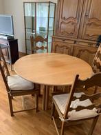 TABLE DE SALLE A MANGER RONDE (+ ALLONGE) CHÊNE CLAIR, Maison & Meubles, Tables | Tables à manger, 100 à 150 cm, 100 à 150 cm