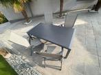 Tuintafel antraciet met 4 verstelbare stoelen, Tuin en Terras, Tuinsets en Loungesets, Ophalen, 4 zitplaatsen, Gebruikt, Aluminium