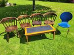 5 chaises et petite table à donner, Vijf, Zes of meer stoelen, Gebruikt, Bruin, Hout