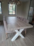 Rechthoekige tafel + stoelen, Huis en Inrichting, Tafels | Eettafels, Ophalen, Overige materialen, Gebruikt, 100 tot 150 cm