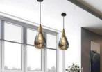 Hanglamp druppel chroom chrome e27 waterdruppel NIEUW + hout, Huis en Inrichting, Ophalen of Verzenden, Nieuw, Glas
