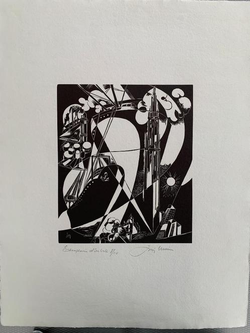 Joris Minne - grote houtsnede - Antwerpen, Antiek en Kunst, Kunst | Etsen en Gravures, Ophalen of Verzenden