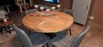 Ronde tafel in mangohout 1m diameter met zwart onderstel, Ophalen, 50 tot 100 cm, Rond, Nieuw