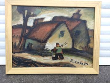 huile sur panneau signe robert colot, Enlèvement ou Envoi
