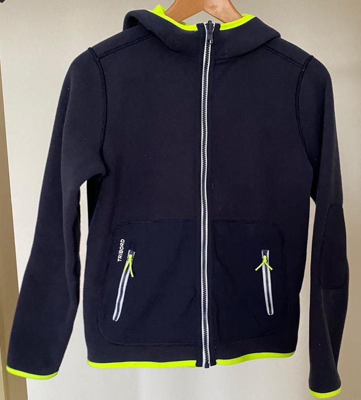 Marineblauw/fluogeel omkeerbaar fleecejack 12 jaar, Kinderen en Baby's, Kinderkleding | Maat 152, Gebruikt, Jongen of Meisje, Trui of Vest