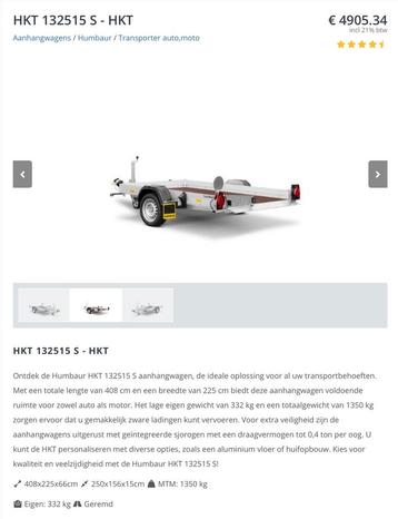 Humbaur Aanhangwagen enkel as zakbaar geremd 1350kg  beschikbaar voor biedingen