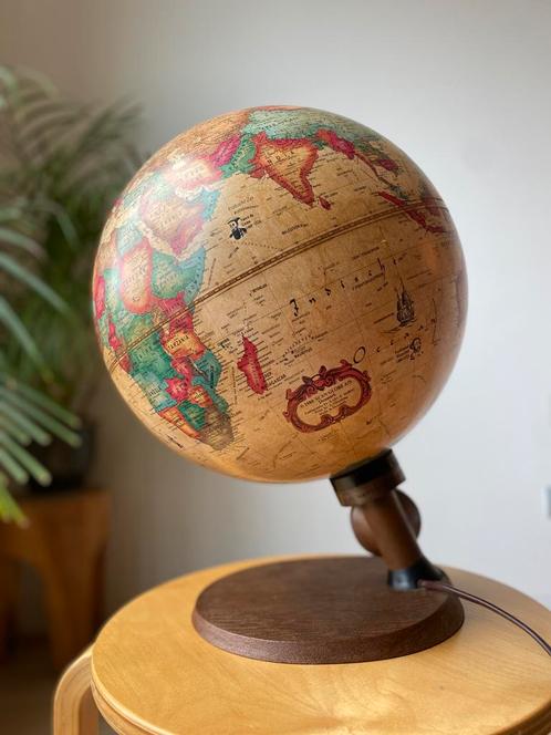 Wereldbol lamp, 1980 Denemarken, Scan Globe, Inclu boekje, Huis en Inrichting, Woonaccessoires | Wereldbollen, Zo goed als nieuw
