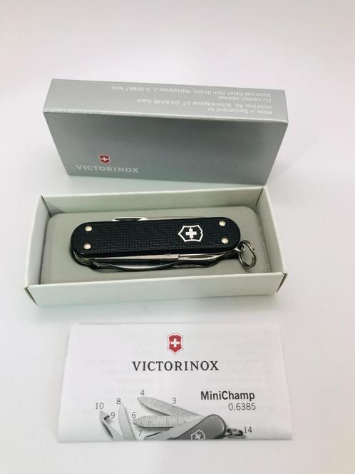 VICTORINOX SWISS ARMY KNIFE MINICHAMP ALOX BLACK NEW BOXED 1, Caravans en Kamperen, Kampeergereedschap, Nieuw, Ophalen of Verzenden