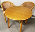 vintage rotan tafel en stoelen - 2 personen - retro, Rond, Enlèvement, Utilisé