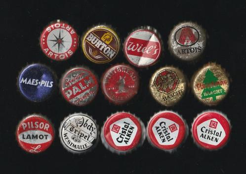 14 verschillende oude Belgische bier kroonkurken jaren '70, Verzamelen, Biermerken, Gebruikt, Overige typen, Palm, Ophalen of Verzenden