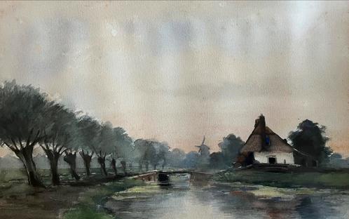 Grote Aquarel van Anton Dirckx (1878-1927), Antiek en Kunst, Kunst | Schilderijen | Klassiek, Verzenden