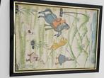Peinture Sur Soie Encadré Rajasthan Art De Chasse Inde, Ophalen of Verzenden