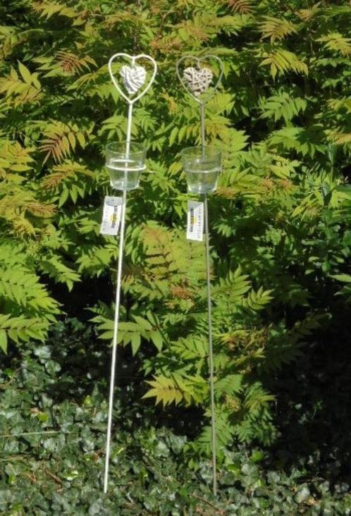TUINPRIKKER MET WAXINELICHT EN HART GRIJS 96 CM Nieuw  Prach, Tuin en Terras, Buitenverlichting, Nieuw, Overige typen, IJzer, Ophalen of Verzenden