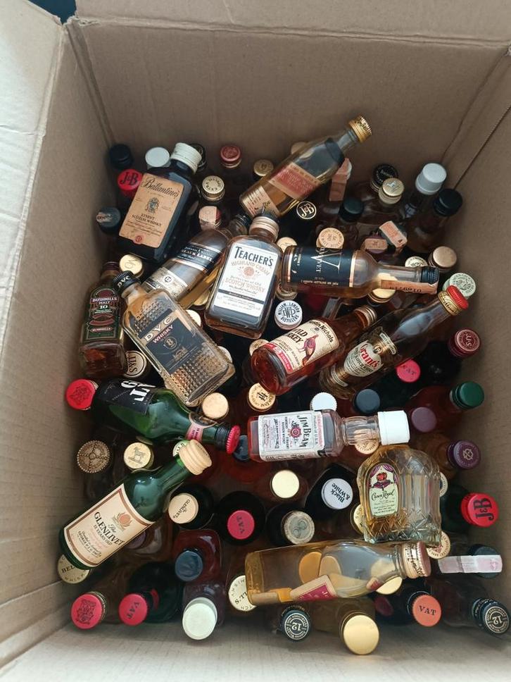 Miniatuur flesjes cognac,calvados,porto, (1300 ))100 whisky, Verzamelen, Overige Verzamelen, Zo goed als nieuw, Ophalen