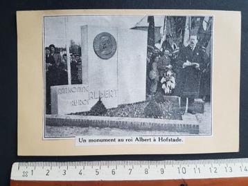 Knipsel op stevig papier Hofstade Monument Roi Albert beschikbaar voor biedingen