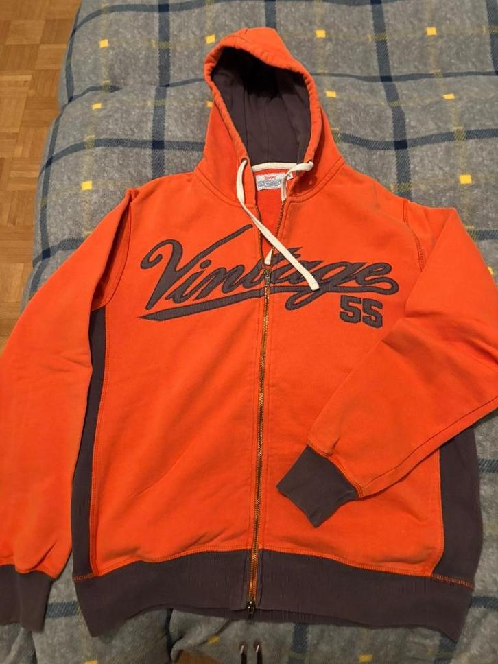 Hoodie met rits en kap merk VINTAGE 55, Kleding | Heren, Truien en Vesten, Gedragen, Maat 48/50 (M), Oranje, Ophalen of Verzenden