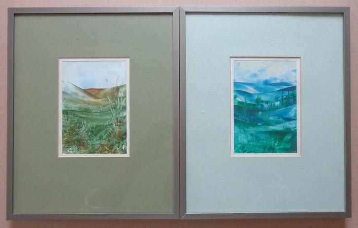 MONOGRAM P.H. / LOT 2 STUKS / OLIEVERF PAPIER / 31x25cm KAD, Antiek en Kunst, Kunst | Schilderijen | Modern, Ophalen of Verzenden