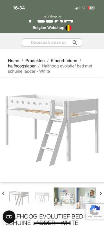 Halfhoogslaper FLEXA incl verhoogset schuine trap, Enlèvement, Utilisé, Lit mi-hauteur mezzanine