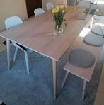 Houten tafel + bank + 4 stoelen wit Juntoo, Huis en Inrichting, Tafels | Eettafels, Ophalen, Zo goed als nieuw