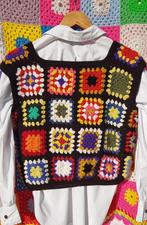 GILET 70's 🌻multicolore au crochet🌻 ( fait main), Fait main, Enlèvement ou Envoi, Neuf, Taille 36 (S)
