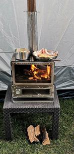Bustent/dagtent met kachel met oven, Ophalen, Zo goed als nieuw