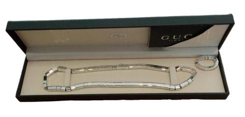 Gucci ketting en ring in zilver, Handtassen en Accessoires, Kettingen, Gebruikt, Zilver, Zilver, Ophalen of Verzenden
