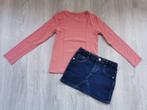 Glittershirt met jeansrok - maat 122, Meisje, H&M, Ophalen of Verzenden, Zo goed als nieuw