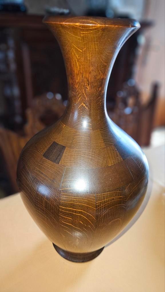 Vaas hout 50cm, Huis en Inrichting, Woonaccessoires | Vazen, Ophalen of Verzenden