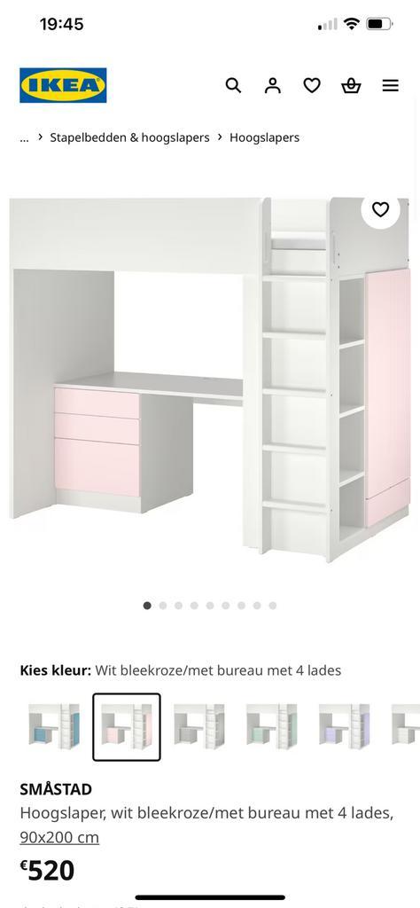 Meisjes hoogslaper met bureau/ bureaustoel en kast, Kinderen en Baby's, Kinderkamer | Stapelbedden en Hoogslapers, Zo goed als nieuw