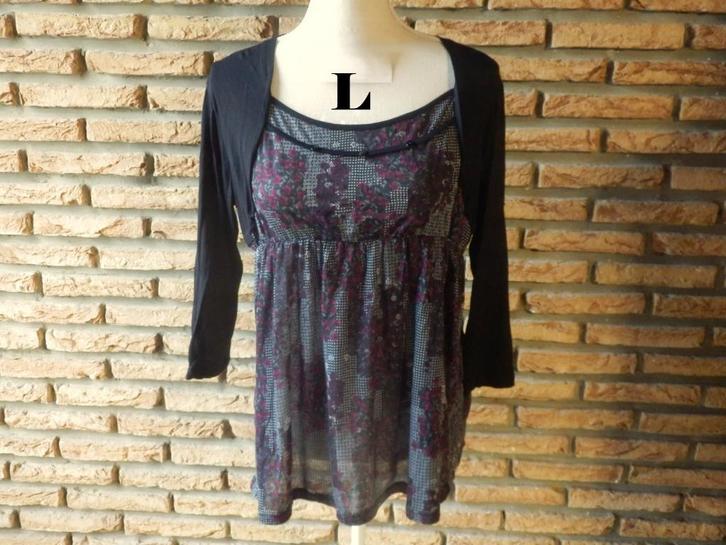 (92)- blouse femme t.L noire rouge - armand thiery -, Vêtements | Femmes, Blouses & Tuniques, Comme neuf, Taille 38/40 (M), Noir